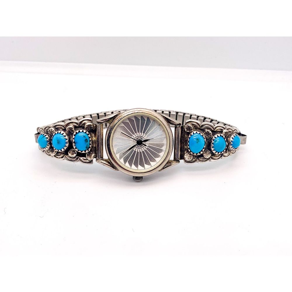 Vintage Navajo Sterling Silver Turquoise Watch